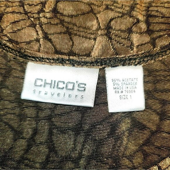 Chico's Travelers Brown Abstract Slinky Tank Top Size 1 or Small - Picture 7 of 9